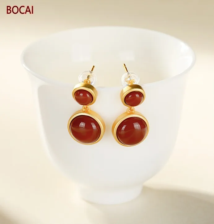Real S925 sterling silver inlaid geometric southern red agate fashion temperament female earrings
Real S925 sterling silver inlaid geometric southern red agate fashion temperament female earrings