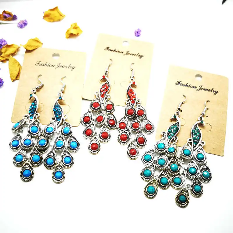 10PCS Indian Vintage Colorful Handmade Peacock Earrings Inlaid Colorful Beads E005
10PCS Indian Vintage Colorful Handmade Peacock Earrings Inlaid Colorful Beads E005