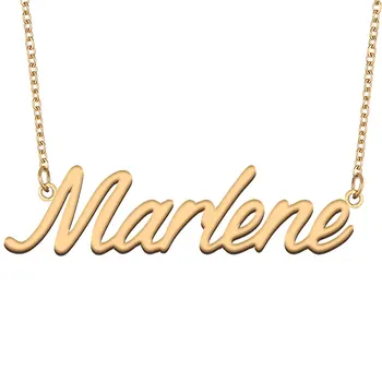 Marlene 여성용 이름 목걸이, 스테인레스 스틸 주얼리, 금도금 명판 체인 펜던트, 여자 어머니, 여자 친구 선물
