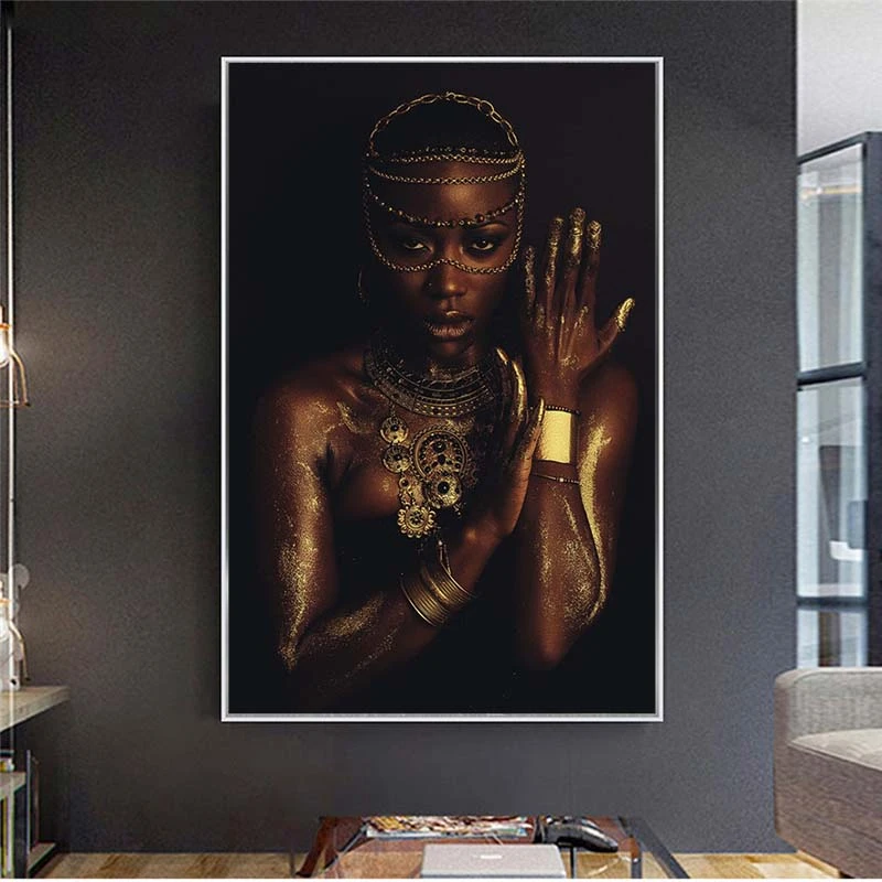 Black and Gold Nude African Woman with Necklace Canvas Painting Posters and Print Scandinavian Wall Art Picture for Living Room
Black and Gold Nude African Woman with Necklace Canvas Painting Posters and Print Scandinavian Wall Art Picture for Living Room