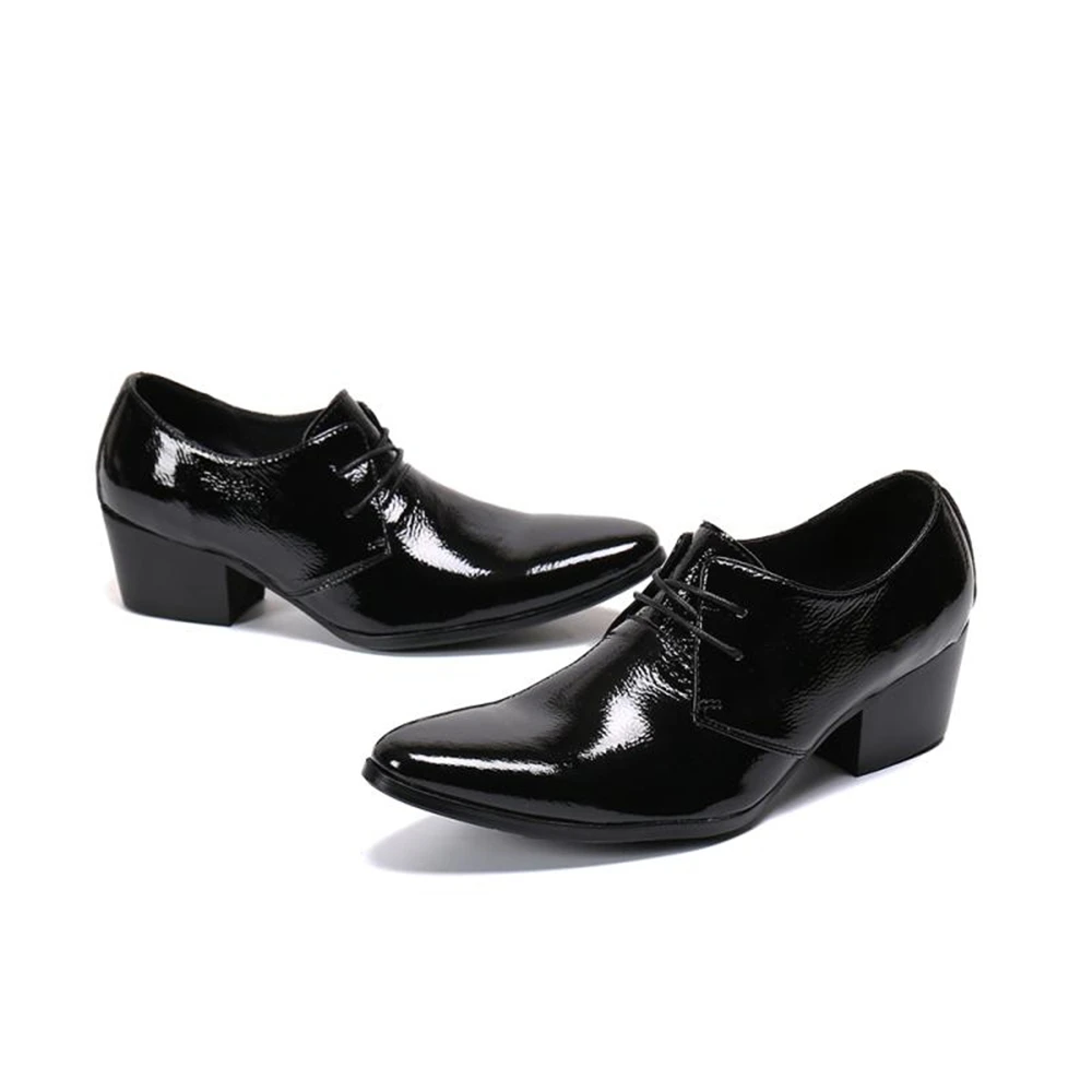 Black Classic Man Leather Shoes Pointed-toe Patent Leather Derby Lace-up High-heel Office Suit Shoes
Black Classic Man Leather Shoes Pointed-toe Patent Leather Derby Lace-up High-heel Office Suit Shoes