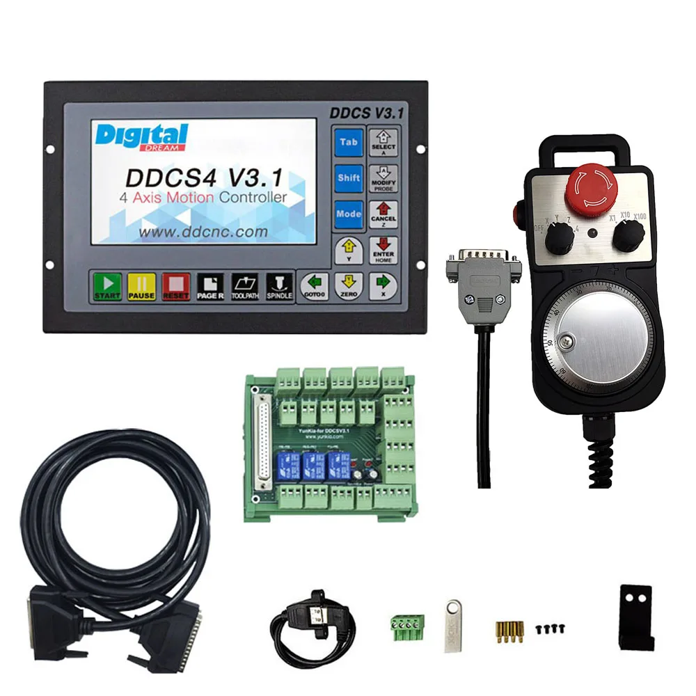 Three-axis four-axis engraving machine controller cnc motion control system + emergency stop handwheel mpg offline control G cod
Three-axis four-axis engraving machine controller cnc motion control system + emergency stop handwheel mpg offline control G cod