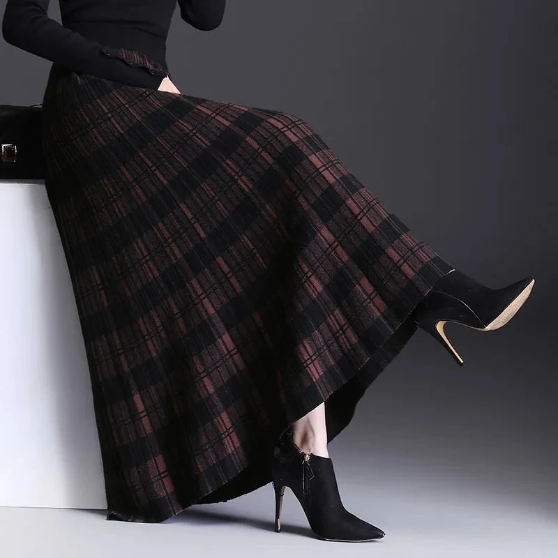 Plaid Skirt Winter Thick Woolen Half-Length Skirt 2022 New High-Waist Plaid A-Line Large Skirt Apring Autumn Elegant
Plaid Skirt Winter Thick Woolen Half-Length Skirt 2022 New High-Waist Plaid A-Line Large Skirt Apring Autumn Elegant
