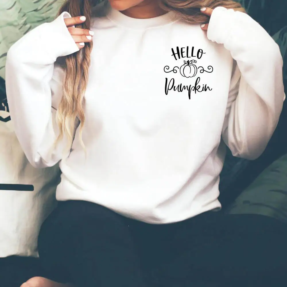Hello Pumpkin 100%Cotton Women Sweatshirt Unisex Funny Autumn Casual Long Sleeve Top Halloween Top Thanksgiving Sweatshirt
Hello Pumpkin 100%Cotton Women Sweatshirt Unisex Funny Autumn Casual Long Sleeve Top Halloween Top Thanksgiving Sweatshirt