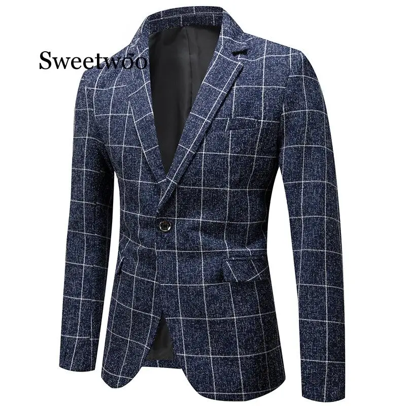 Mens Blazer Spring Autumn Men's Fashion Plaid Suit Coat Business Casual Slim Fit Suit Jacket Male Clothes Outerwear
Mens Blazer Spring Autumn Men's Fashion Plaid Suit Coat Business Casual Slim Fit Suit Jacket Male Clothes Outerwear