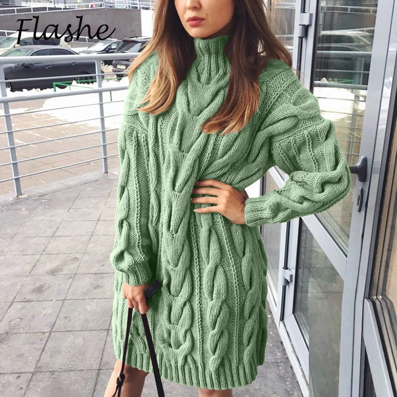 Women Turtleneck Oversized Knitted Dress Autumn Winter Sweater Women Solid Long Sleeve Casual Mini Sweater Dress
Women Turtleneck Oversized Knitted Dress Autumn Winter Sweater Women Solid Long Sleeve Casual Mini Sweater Dress