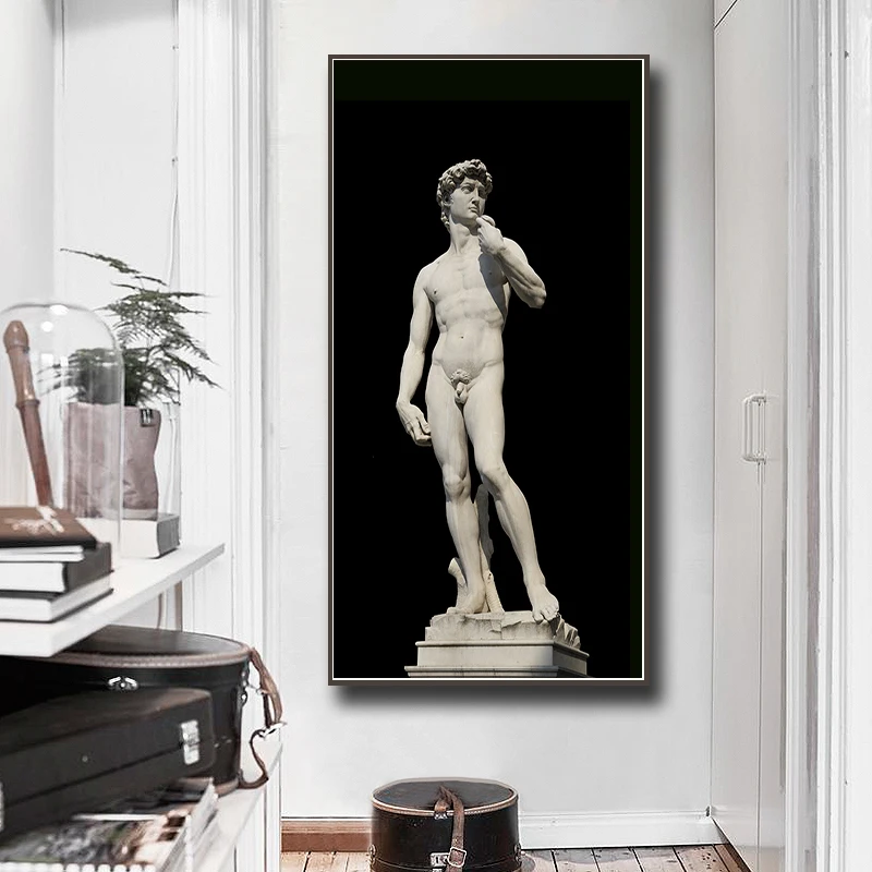 Replica Michelangelo David canvas painting poster black background wall picture for room oil painting wall art print mural
Replica Michelangelo David canvas painting poster black background wall picture for room oil painting wall art print mural