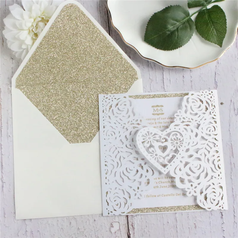 white invitation cards heart laser cut glittery gold insert cards envelops 50pcs
white invitation cards heart laser cut glittery gold insert cards envelops 50pcs