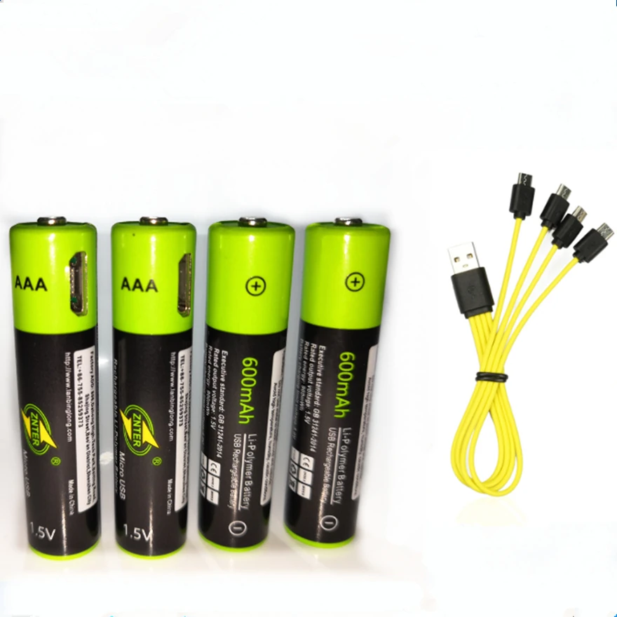 ZNTER AAA rechargeable battery 1.5V AAA 600mAh USB lithium polymer rechargeable battery with Micro USB cable
ZNTER AAA rechargeable battery 1.5V AAA 600mAh USB lithium polymer rechargeable battery with Micro USB cable