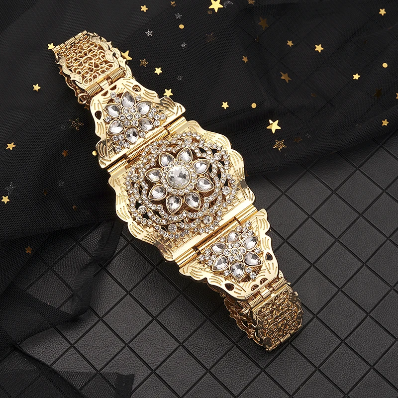 Traditional Moroccan caftan waist chain chic for women's wedding gold-plated gold color rhinestone metal belt
Traditional Moroccan caftan waist chain chic for women's wedding gold-plated gold color rhinestone metal belt