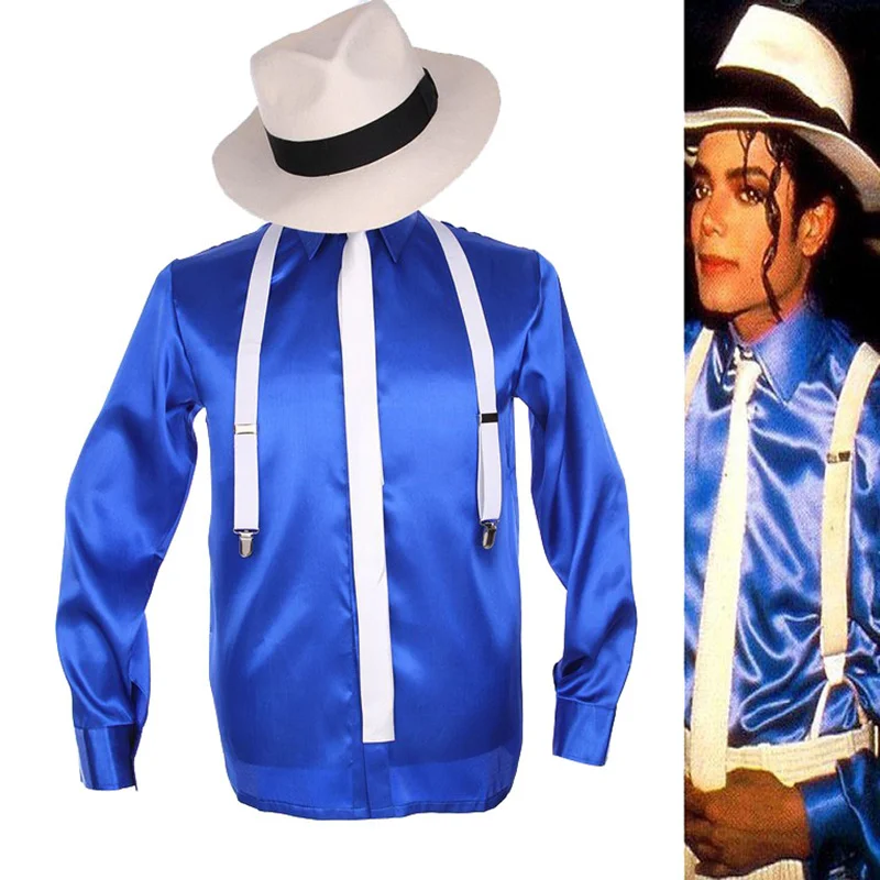 Punk MJ Michael Jackson Smooth Criminal MTV Fedora Bule Shining Shirt Tie Suspender for Men Kids Gift
Punk MJ Michael Jackson Smooth Criminal MTV Fedora Bule Shining Shirt Tie Suspender for Men Kids Gift