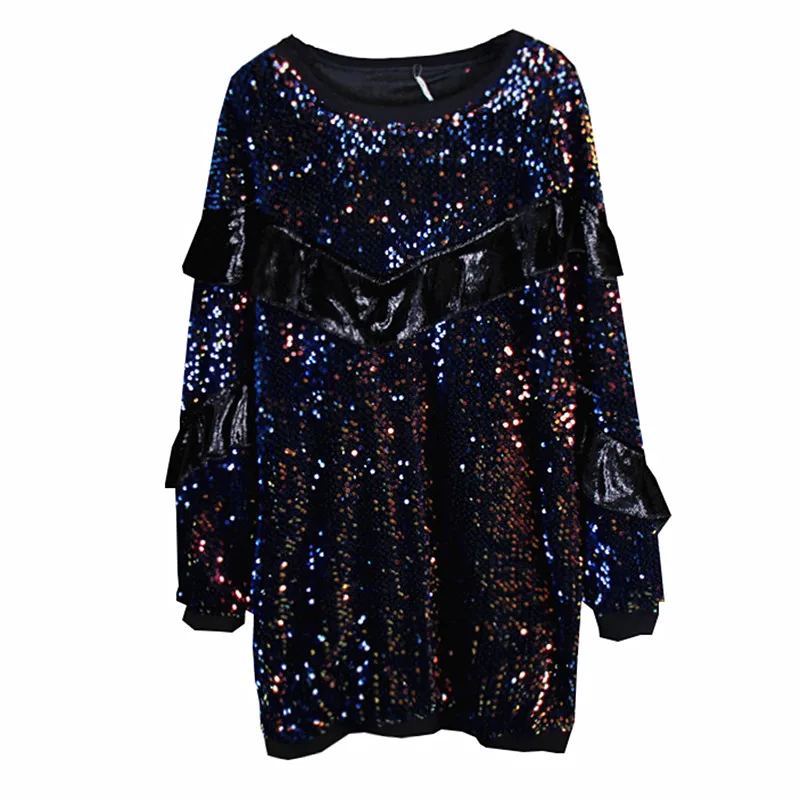 Sequined Long-Sleeved T-shirt Women Korean Style Loose Shiny Fashion Spring and Autumn Mid-Length Clothing
Sequined Long-Sleeved T-shirt Women Korean Style Loose Shiny Fashion Spring and Autumn Mid-Length Clothing