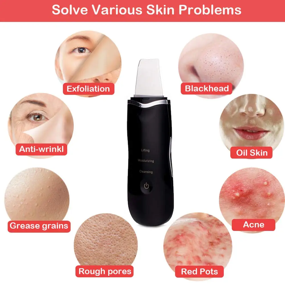 Skin Scrubber Rechargeable Ultrasonic Cleaner Electric Shovel Blackhead Remover Face Cleansing Machine Skin Peeling Removal
Skin Scrubber Rechargeable Ultrasonic Cleaner Electric Shovel Blackhead Remover Face Cleansing Machine Skin Peeling Removal