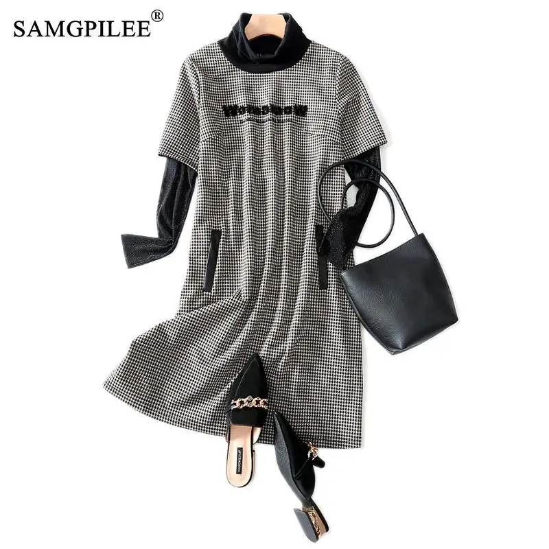 Elegant Dresses For Women 2022 New A-line Plaid Womens Dress Full Sleeve Knee-length Turtleneck Woman Clothing 4XL
Elegant Dresses For Women 2022 New A-line Plaid Womens Dress Full Sleeve Knee-length Turtleneck Woman Clothing 4XL