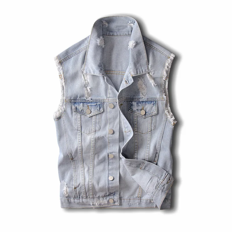 Men Denim Jeans Vest Coat Ripped Tassel Pocket Sleeveless Jacket Man Streetwear Cowboy Waistcoat broken hole Jacket
Men Denim Jeans Vest Coat Ripped Tassel Pocket Sleeveless Jacket Man Streetwear Cowboy Waistcoat broken hole Jacket