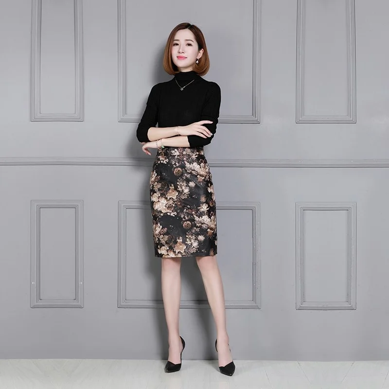 Quality High Elegant Womens New High Waist Genuine Leather Skirts Fashion Print Design Knee Length Sheepskin Pencil Skirts
Quality High Elegant Womens New High Waist Genuine Leather Skirts Fashion Print Design Knee Length Sheepskin Pencil Skirts
