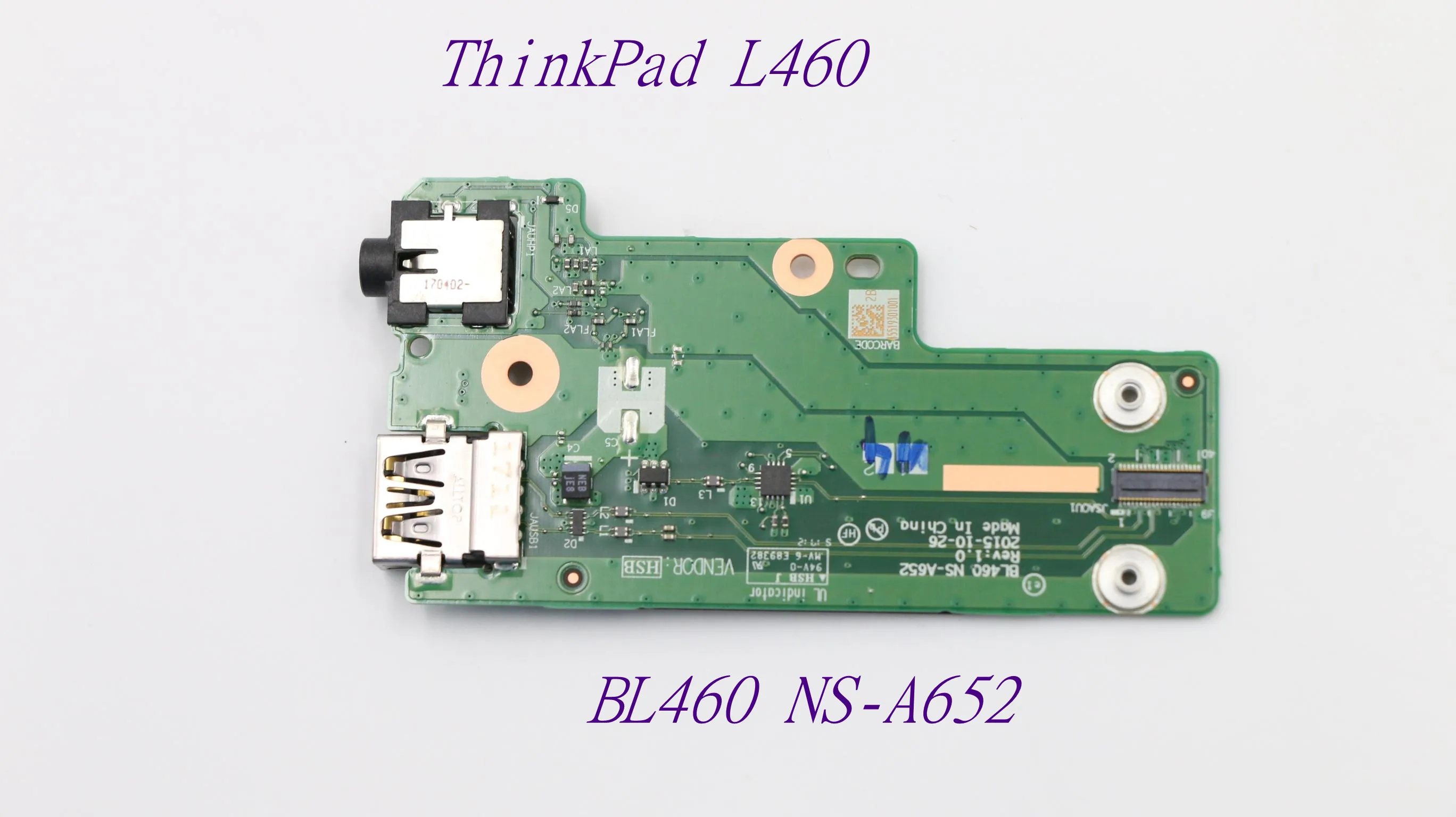 New Original Laptop USB Port Audio Board For Lenovo ThinkPad L460 USB Board BL460 NS-A652 FRU:01AV937
New Original Laptop USB Port Audio Board For Lenovo ThinkPad L460 USB Board BL460 NS-A652 FRU:01AV937