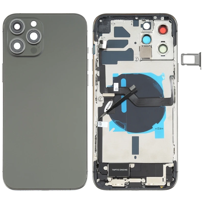 Задняя крышка аккумулятора в сборе для iPhone 12 Pro Max с боковыми клавишами, громким динамиком, двигателем, объективом камеры, лотком для карт и кнопкой питания
Задняя крышка аккумулятора в сборе для iPhone 12 Pro Max с боковыми клавишами, громким динамиком, двигателем, объективом камеры, лотком для карт и кнопкой питания