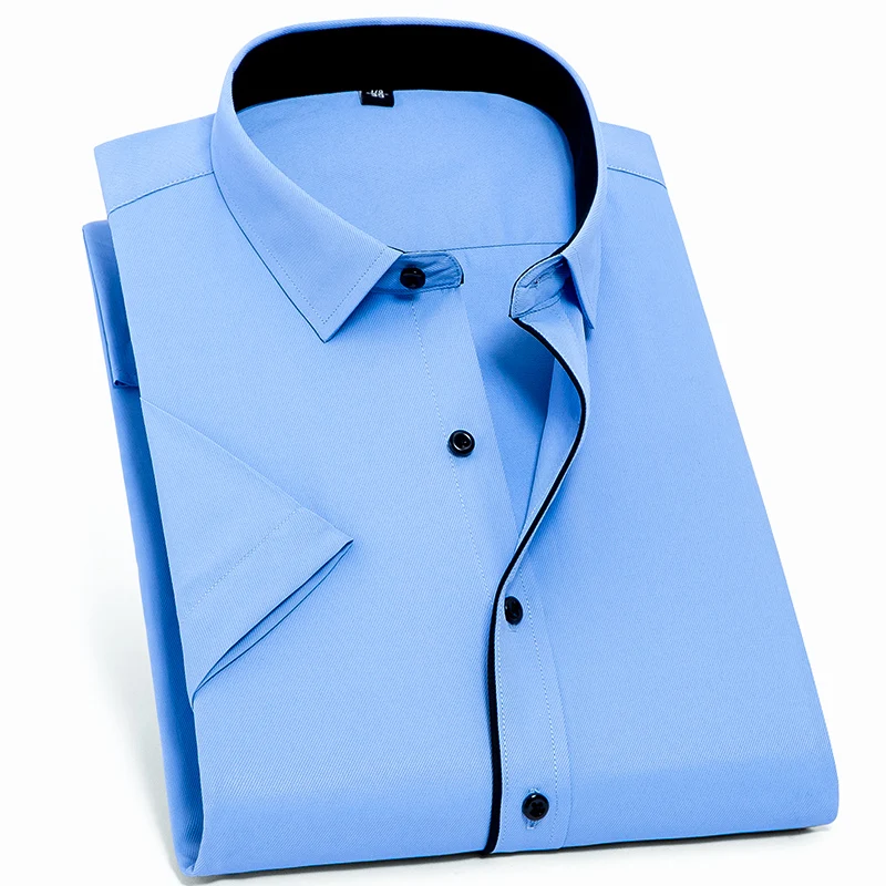 For Summer Business Men Formal Shirt Solid Short Sleeve Dress Shirts Male Twill Regular Fit No Front Pocket White Light Blue Pop
For Summer Business Men Formal Shirt Solid Short Sleeve Dress Shirts Male Twill Regular Fit No Front Pocket White Light Blue Pop