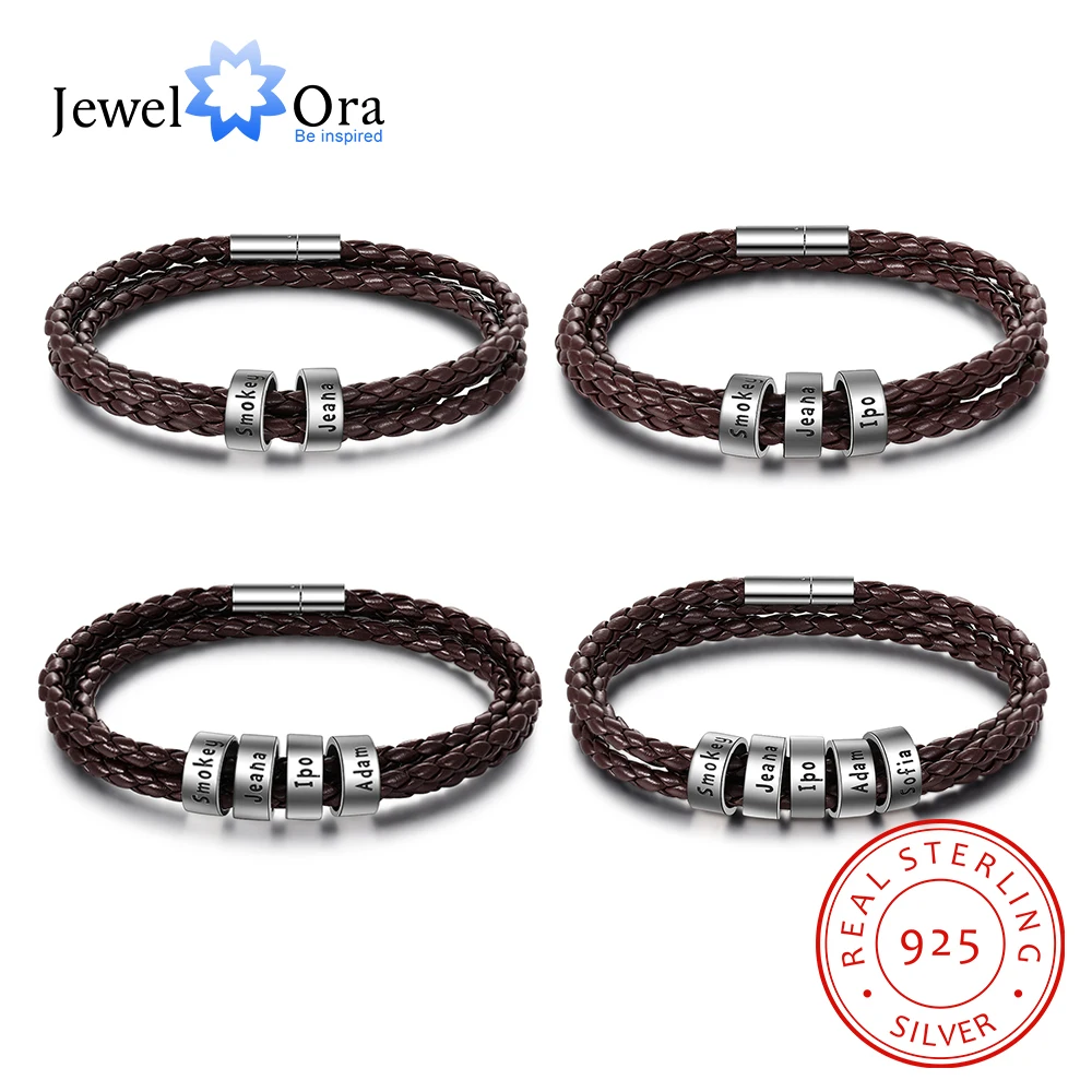 JewelOra мужской браслет из стерлингового серебра 925 пробы с индивидуальными бусинами, коричневые кожаные подвески, браслет, ювелирные изделия, подарок для семьи
JewelOra мужской браслет из стерлингового серебра 925 пробы с индивидуальными бусинами, коричневые кожаные подвески, браслет, ювелирные изделия, подарок для семьи