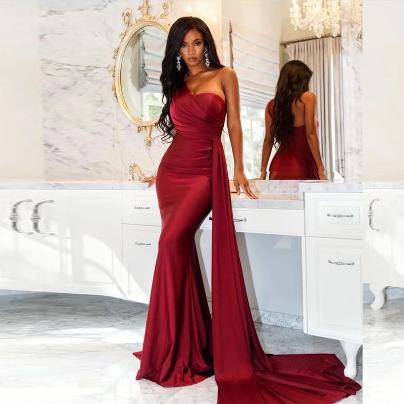 Sexy Dark Red Evening Party Dresses 2021 Sweetheart One Shoulder Long Formal Prom Gowns Arabic Plus Size Vestido De Fiesta
Sexy Dark Red Evening Party Dresses 2021 Sweetheart One Shoulder Long Formal Prom Gowns Arabic Plus Size Vestido De Fiesta