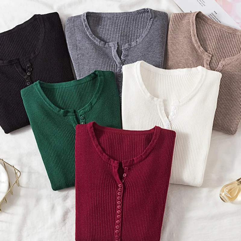 JMPRS V Neck Pullover Sweater Women Basic Autumn Slim Knitted Jumper Long Sleeve Button Soft Elastic Female Top New
JMPRS V Neck Pullover Sweater Women Basic Autumn Slim Knitted Jumper Long Sleeve Button Soft Elastic Female Top New