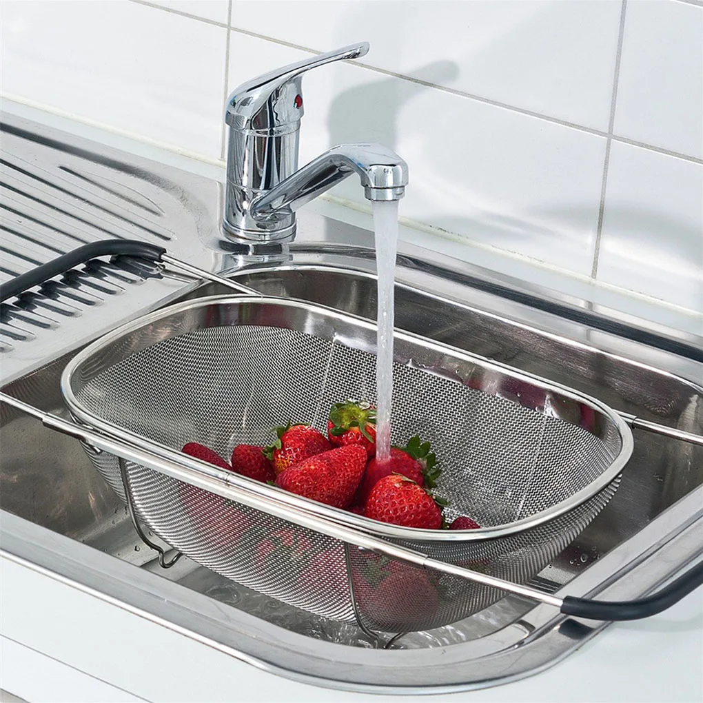 Stainless Steel Retractable Drain Basket Rubber Grip Handles Oval Colander Sink Vegetables Draining Rack Home Storage Basket
Stainless Steel Retractable Drain Basket Rubber Grip Handles Oval Colander Sink Vegetables Draining Rack Home Storage Basket