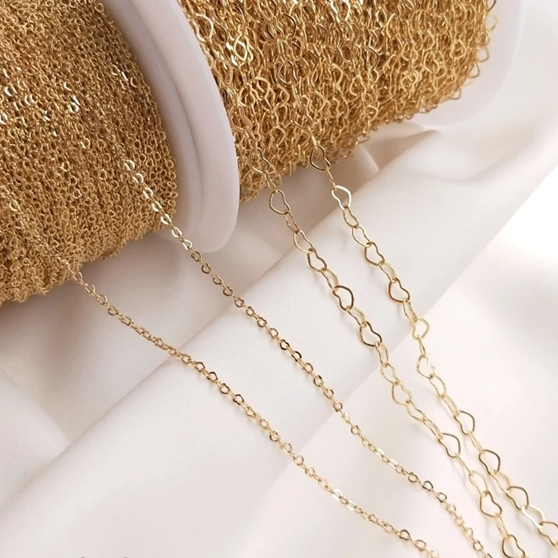 5M/Pack Plated True Gold Necklace Bracelet Heart Shape Chains DIY Jewelry Making Accessories Jewellery Findings
5M/Pack Plated True Gold Necklace Bracelet Heart Shape Chains DIY Jewelry Making Accessories Jewellery Findings