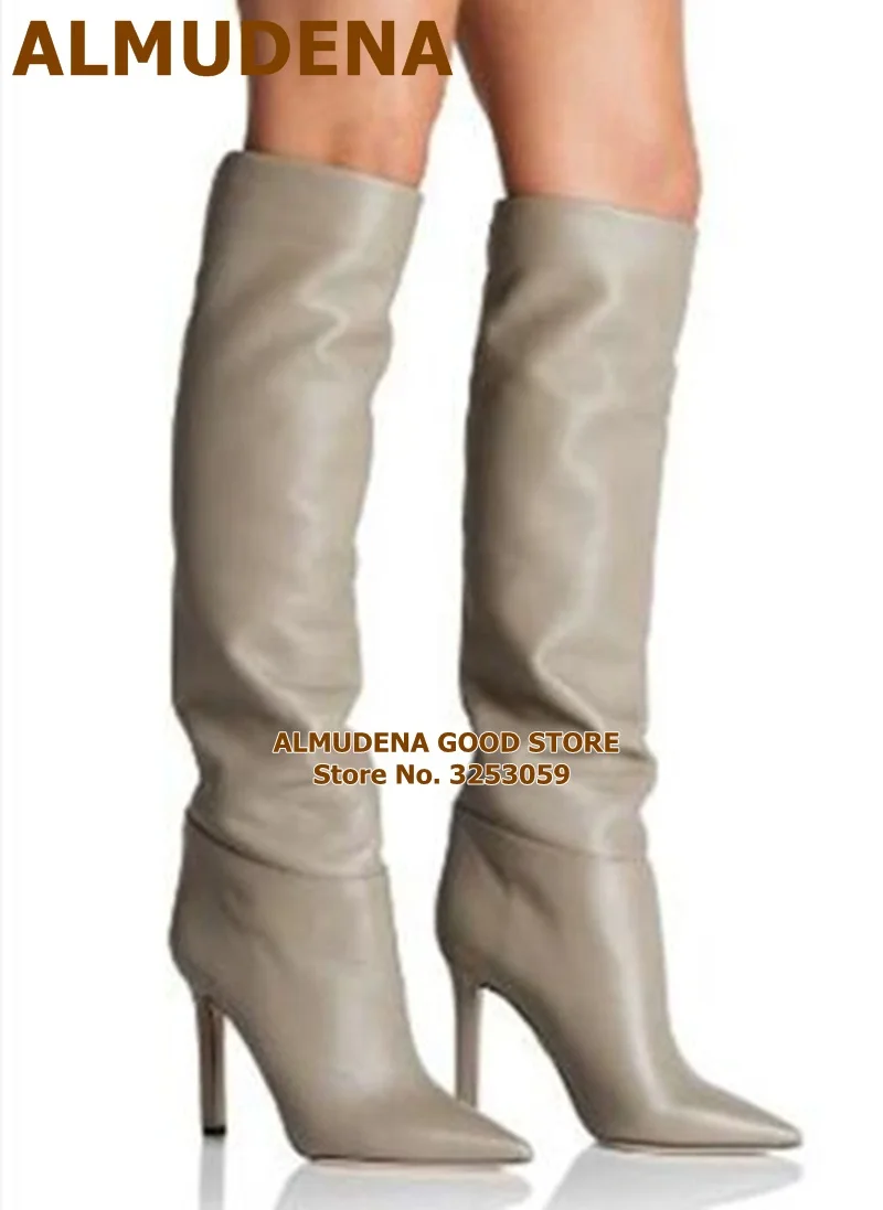 ALMUDENA Beige Matte Leather Knee High Boots Pointed Toe Thin High Heels Dress Boots Fall Winter Runway Tall Boots Long Boots
ALMUDENA Beige Matte Leather Knee High Boots Pointed Toe Thin High Heels Dress Boots Fall Winter Runway Tall Boots Long Boots