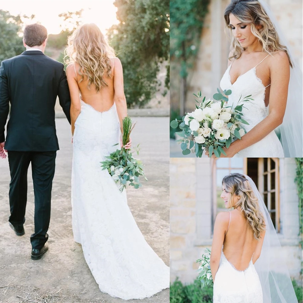 New V-Neck Spaghetti Sexy Back Beach Wedding Dresses White Plus Size Backless Sleeveless Lace Zipper Custom Bridal Gowns
New V-Neck Spaghetti Sexy Back Beach Wedding Dresses White Plus Size Backless Sleeveless Lace Zipper Custom Bridal Gowns
