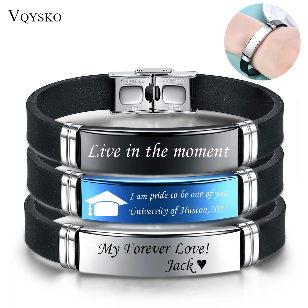 Fashion Customizable Silicone Sport Bracelets for Men Women Engraving Stainless Steel Casual Personalized Bangle Drop Shipping
Fashion Customizable Silicone Sport Bracelets for Men Women Engraving Stainless Steel Casual Personalized Bangle Drop Shipping