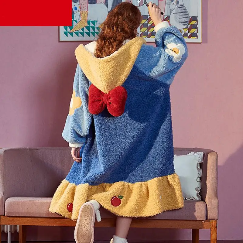 Floral Robe Kimono Bath Gown Winter Thick Flannel Sleepwear Nightgown Female Coral Fleece Nightwear Loose Homewear Home Clothes
Floral Robe Kimono Bath Gown Winter Thick Flannel Sleepwear Nightgown Female Coral Fleece Nightwear Loose Homewear Home Clothes