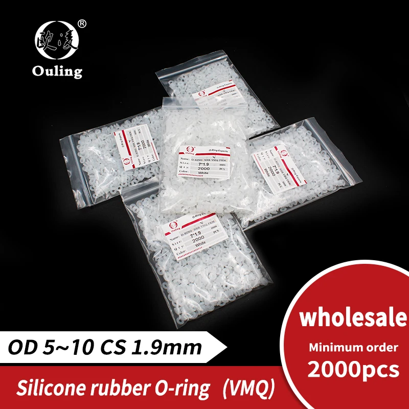 White Silicon wholesale 2000PCS/lot 1.9mm Thickness O-ring Silicone/VMQ OD5/6/7/8/9/10 O Ring Seal Rubber Gasket Ring Washer
White Silicon wholesale 2000PCS/lot 1.9mm Thickness O-ring Silicone/VMQ OD5/6/7/8/9/10 O Ring Seal Rubber Gasket Ring Washer