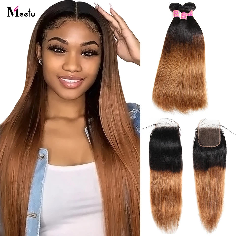 Meetu 1B 30 Ombre Bundles with Closure Straight Bundles with Closure Brazilian Remy Human Hair Bundles with Closure 4x4 inch
Meetu 1B 30 Ombre Bundles with Closure Straight Bundles with Closure Brazilian Remy Human Hair Bundles with Closure 4x4 inch