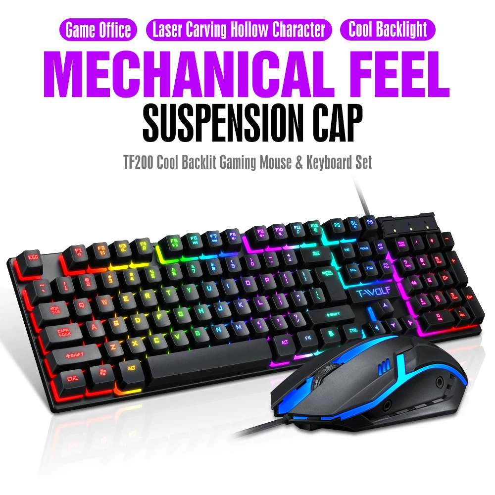 Gaming Keyboard And Mouse Wired Gaming Keyboard With RGB Rainbow Light Rubber Keycaps USB Keyboard Gamer Laptop Wired Ergonomics
Gaming Keyboard And Mouse Wired Gaming Keyboard With RGB Rainbow Light Rubber Keycaps USB Keyboard Gamer Laptop Wired Ergonomics
