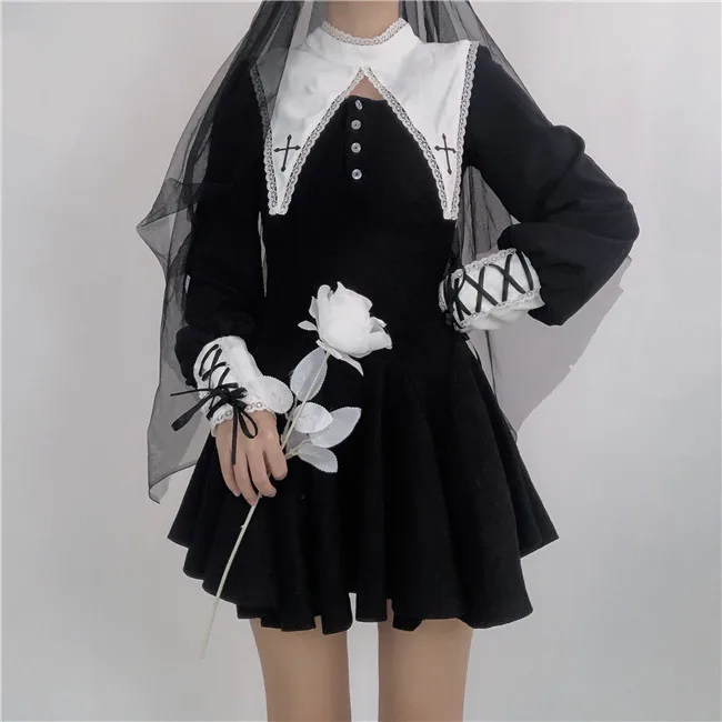 Gothic Cross Harajuku Black Long Sleeve Dress Sexy Sweet hot Dress Punk Grunge Preppy Style Fashion Temperament Mini Dress maxi
Gothic Cross Harajuku Black Long Sleeve Dress Sexy Sweet hot Dress Punk Grunge Preppy Style Fashion Temperament Mini Dress maxi