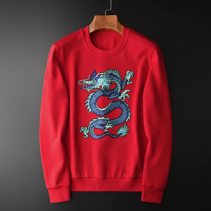 Red Sweatshirts Luxury Lyocell Tsing Lung Embroidery Long Sleeve Men Plus Size 4xl Round Collar Mens Hoodies
Red Sweatshirts Luxury Lyocell Tsing Lung Embroidery Long Sleeve Men Plus Size 4xl Round Collar Mens Hoodies
