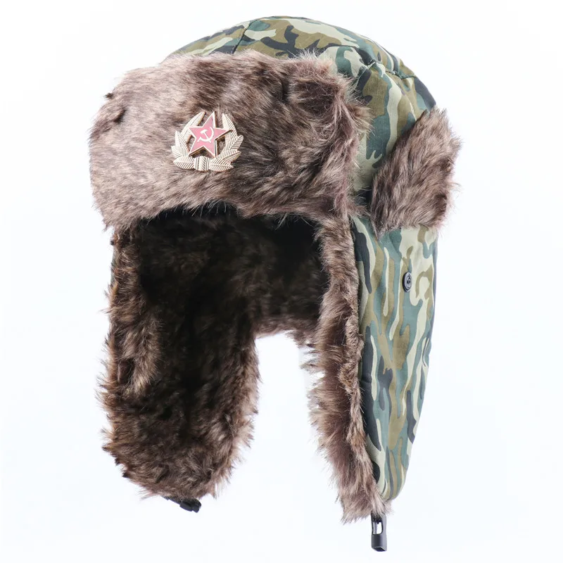 Soviet Army Bomber Hats Winter Trooper Trapper Hat Ushanka Russian Hat with Faux Fur Outdoor Sports Skiing Warm Ear Flaps Hat
Soviet Army Bomber Hats Winter Trooper Trapper Hat Ushanka Russian Hat with Faux Fur Outdoor Sports Skiing Warm Ear Flaps Hat
