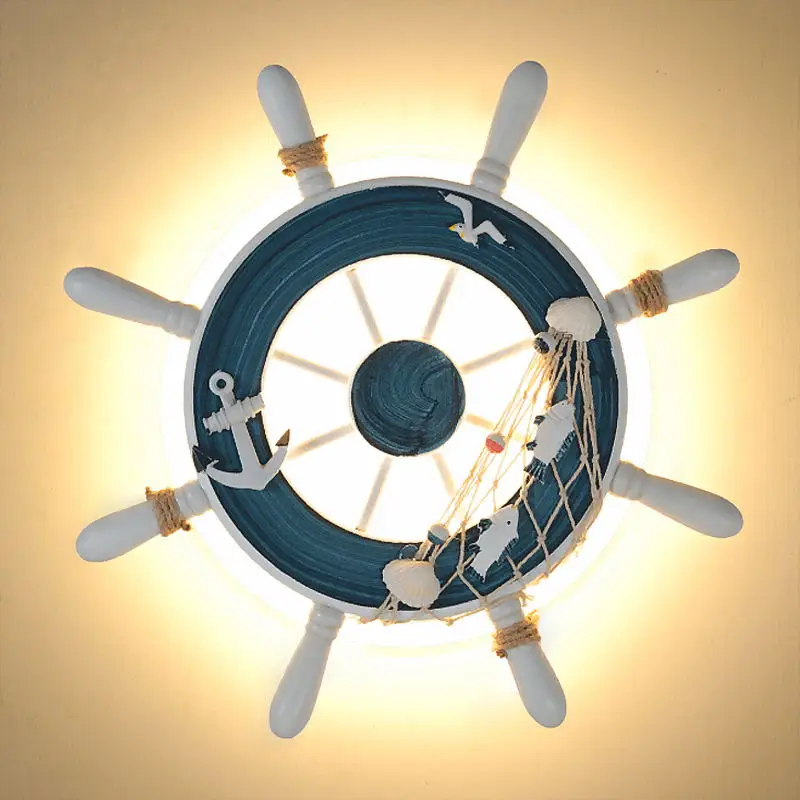 Kids Baby Room Cartoon Wall Hanging Light Acrylic&Wood Blue White Ship Rudder Mediterranean Decor LED Wall lamps Luminaires
Kids Baby Room Cartoon Wall Hanging Light Acrylic&Wood Blue White Ship Rudder Mediterranean Decor LED Wall lamps Luminaires