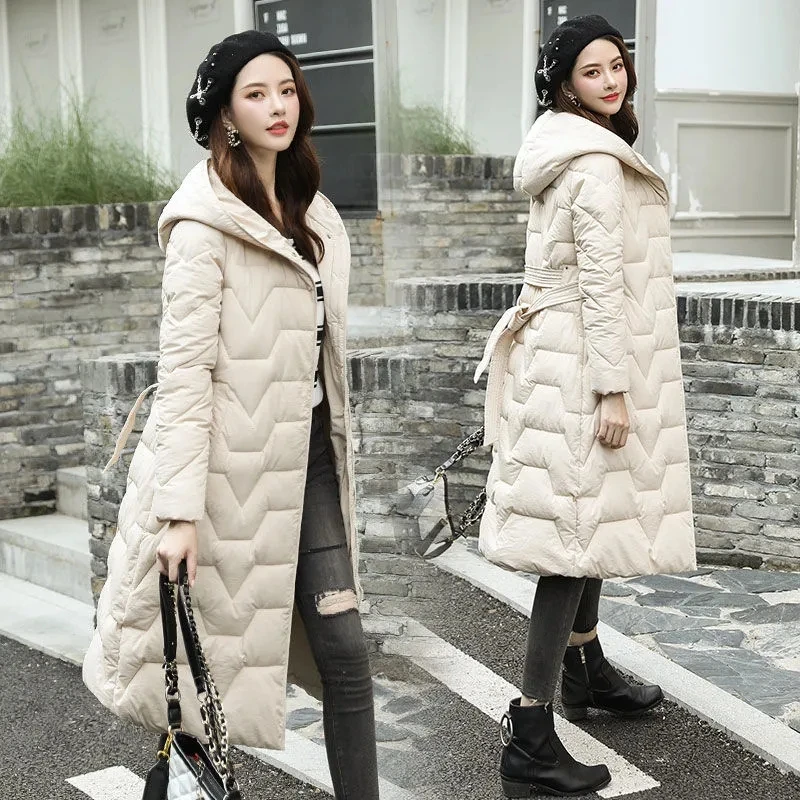 Long Slim Winter Jackets Female Warm Cotton Coats Nice Pop Korean Hooded Down Padded Parka Coat Women Cotton Overcoat With Belt
Long Slim Winter Jackets Female Warm Cotton Coats Nice Pop Korean Hooded Down Padded Parka Coat Women Cotton Overcoat With Belt