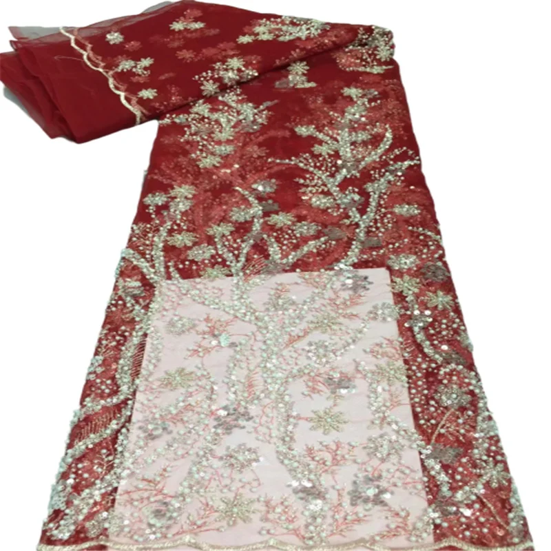 Red Nigerian Lace Fabrics 2021 High Quality Lace African Lace Fabric With Sequins French Lace Fabric For Dress Sewing
Red Nigerian Lace Fabrics 2021 High Quality Lace African Lace Fabric With Sequins French Lace Fabric For Dress Sewing
