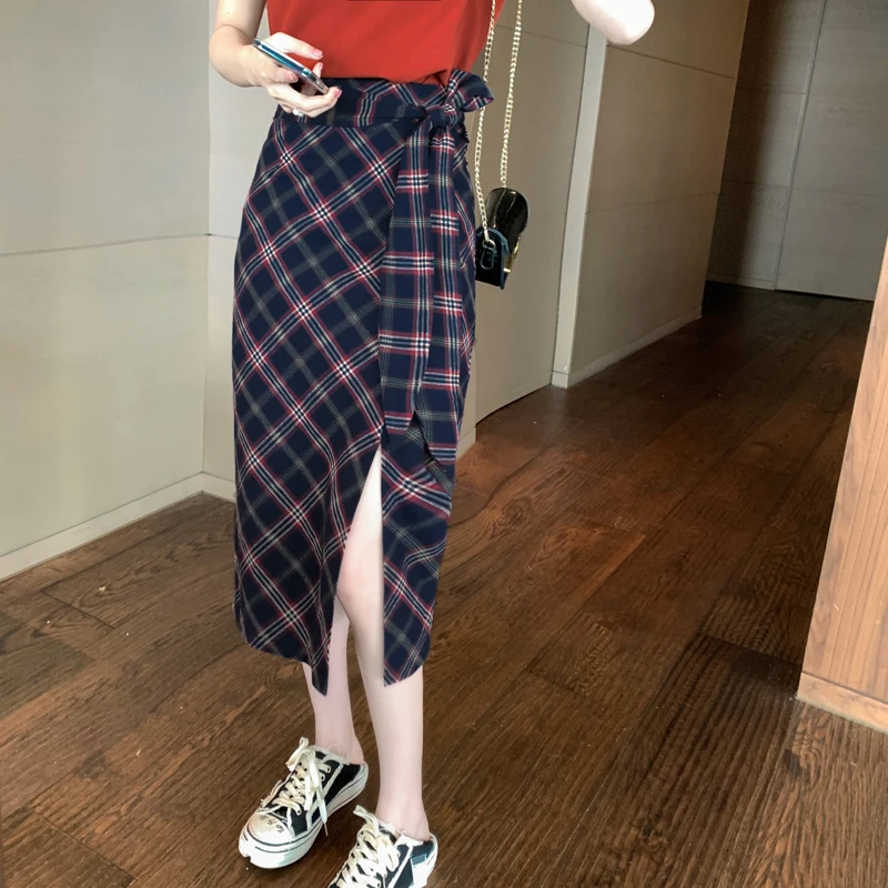 Women's Fashionable Medium Skirt Plaid Sash Decoration High Waist Split Hem Women A-Line Skirts Summer 2021
Women's Fashionable Medium Skirt Plaid Sash Decoration High Waist Split Hem Women A-Line Skirts Summer 2021