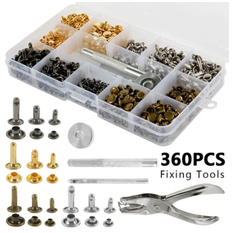 360Pcs Leather Double Cap Rivets Decoration DIY Clothing Leather Craft Repairs with Fixing Tools Automatic Rivet Tool Set
360Pcs Leather Double Cap Rivets Decoration DIY Clothing Leather Craft Repairs with Fixing Tools Automatic Rivet Tool Set