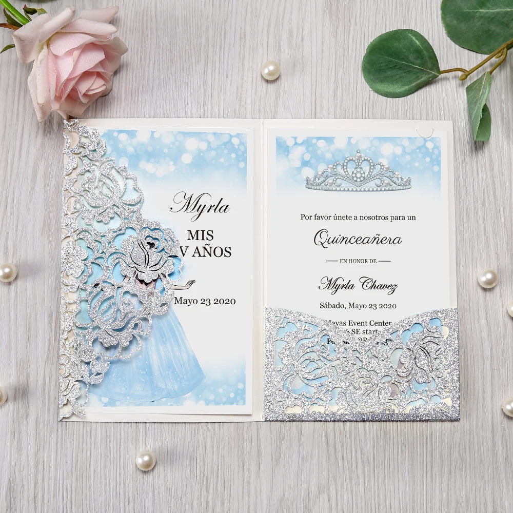50pcs Silver Laser Cut Floral Invitation Cards for Wedding / Party / Quinceanera / Anniversary / Birthday, CW0008
50pcs Silver Laser Cut Floral Invitation Cards for Wedding / Party / Quinceanera / Anniversary / Birthday, CW0008