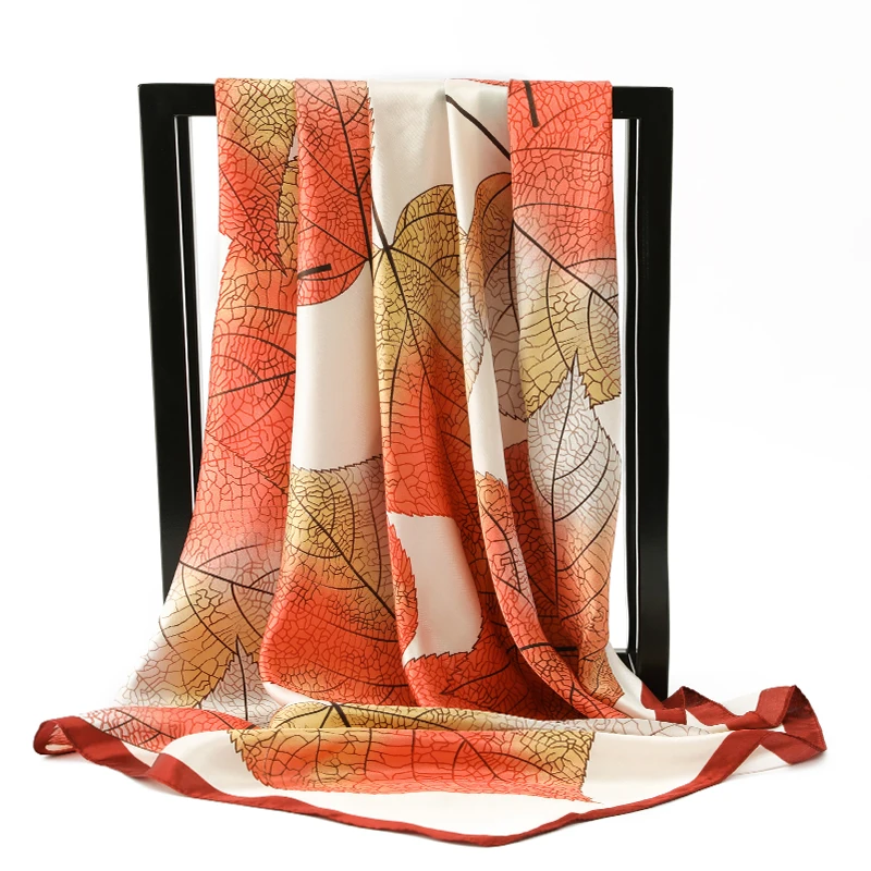 Fashion Hair Scarf For Women Leaves Print Silk Satin Hijab Scarfs Kerchief 90cm*90cm Square Neckerchief Scarves For Ladies 2020
Fashion Hair Scarf For Women Leaves Print Silk Satin Hijab Scarfs Kerchief 90cm*90cm Square Neckerchief Scarves For Ladies 2020