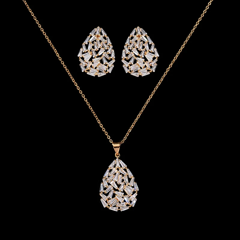 Jewelry Sets HADIYANA Classical Delicate Women Wedding Water Droplets Shape Bridal Necklace And Earrings Set CN321 Bisuteria
Jewelry Sets HADIYANA Classical Delicate Women Wedding Water Droplets Shape Bridal Necklace And Earrings Set CN321 Bisuteria