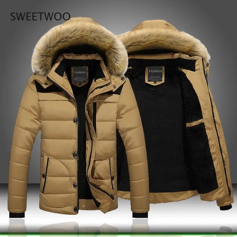 Hooded parka with fur collar for men thick thermal coat warm wool lining winter 2021 collection M-6XL
Hooded parka with fur collar for men thick thermal coat warm wool lining winter 2021 collection M-6XL