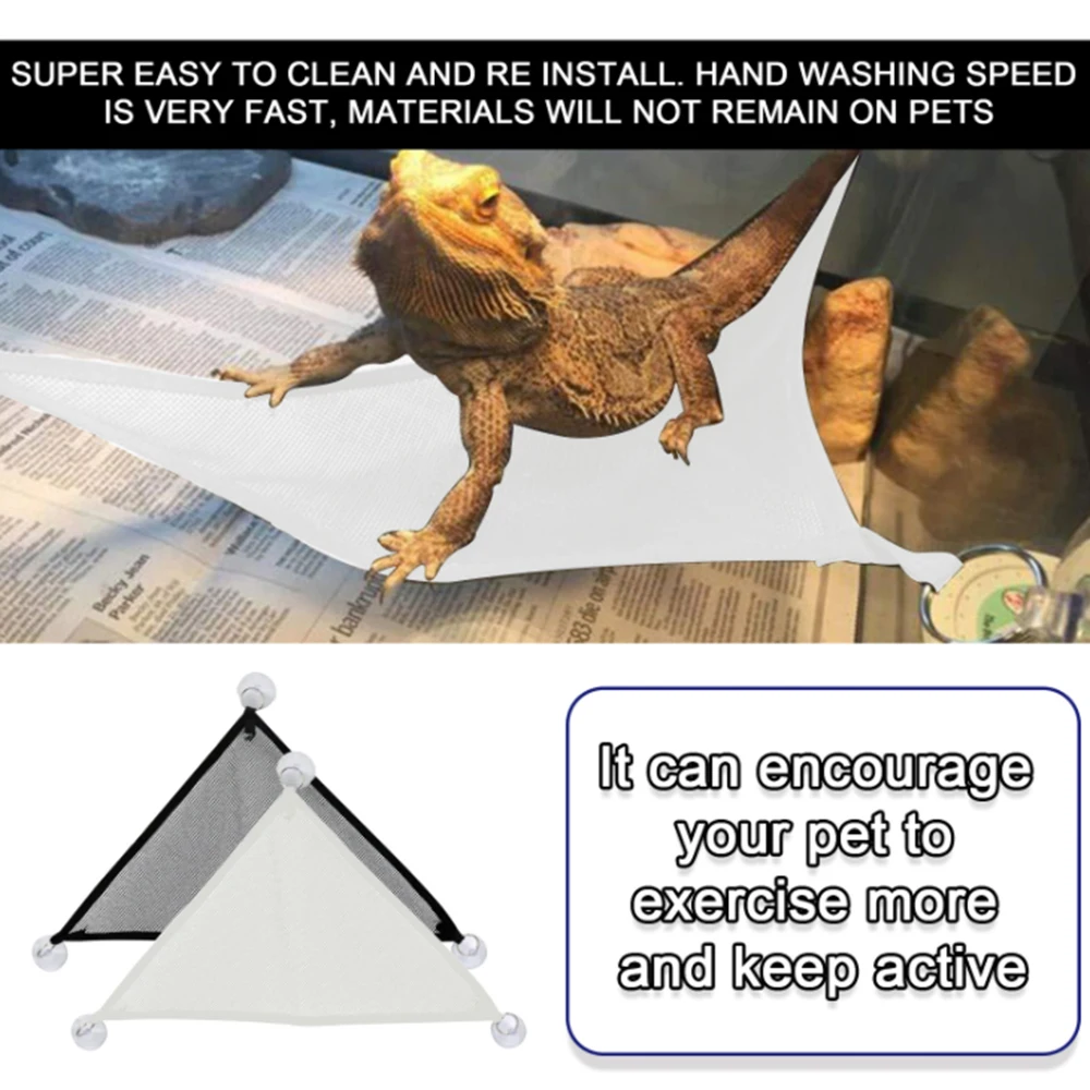 Pet Hammock with Suction Cups for Reptile/Lizard/Geckos Climbing in Breathable Mesh Triangle
Pet Hammock with Suction Cups for Reptile/Lizard/Geckos Climbing in Breathable Mesh Triangle