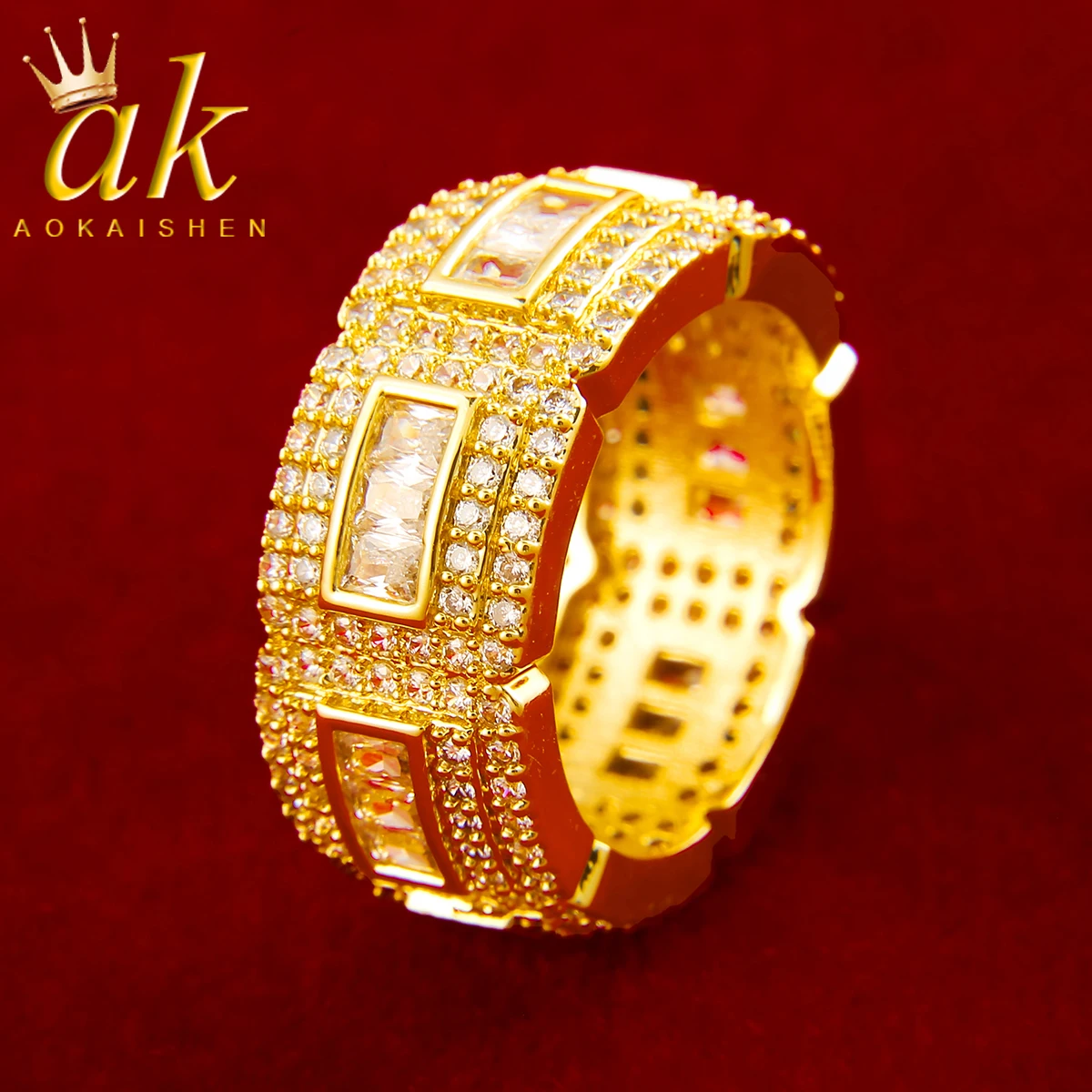 Aokaishen Iced Out Ring Men Baguette Real Gold Plated Hip Hop Jewelry Gift 2021 Trend
Aokaishen Iced Out Ring Men Baguette Real Gold Plated Hip Hop Jewelry Gift 2021 Trend