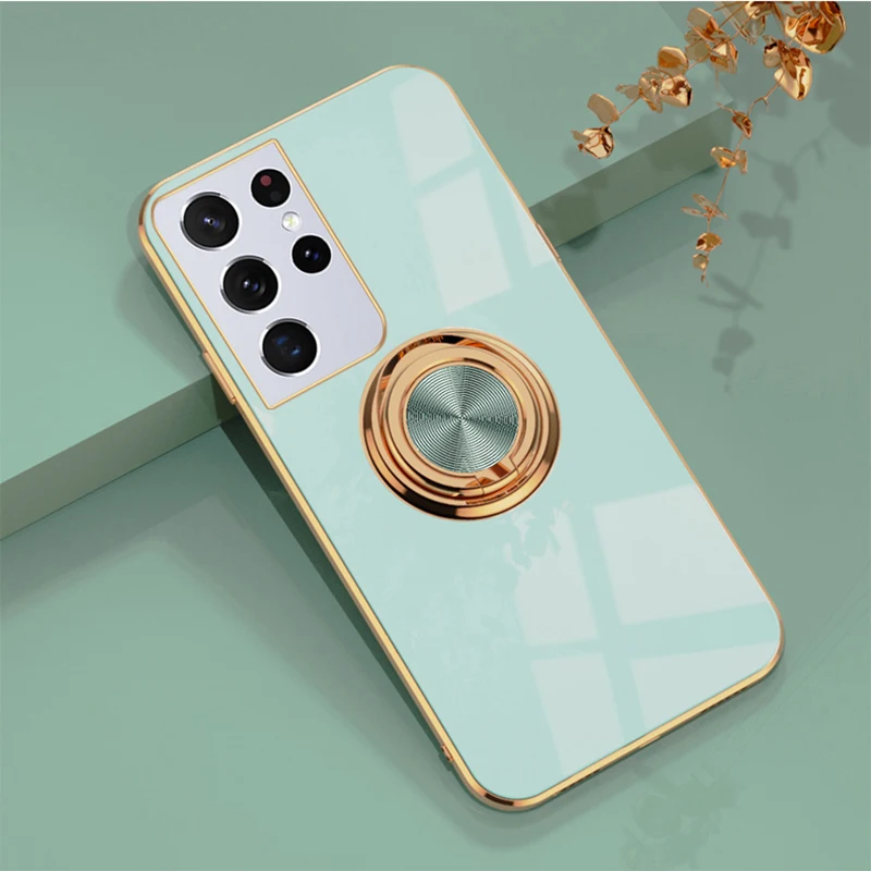 Luxury Ring Plating Silicone Phone Case For Samsung Galaxy S25 S24 S23 S22 S21 S20 Note 20 Plus Ultra-thin Magnetic Holder Cover
Luxury Ring Plating Silicone Phone Case For Samsung Galaxy S25 S24 S23 S22 S21 S20 Note 20 Plus Ultra-thin Magnetic Holder Cover